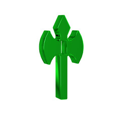 Green Medieval axe icon isolated on transparent background. Battle axe, executioner axe. Medieval weapon.