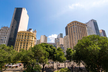 Fototapeta premium Cinelandia Square and Buildings of Downtown Rio de Janeiro, Brazil
