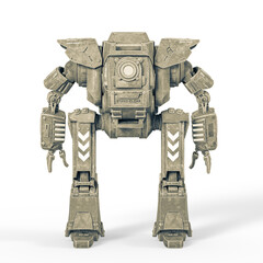 Naklejka premium mega mech is standing up in rear view