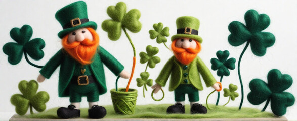 patrick's day felted on a white background.