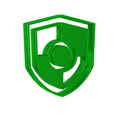 Green Shield icon isolated on transparent background. Guard sign. Security, safety, protection, privacy concept.