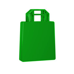 Green Paper shopping bag icon isolated on transparent background. Package sign.