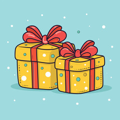 Happy New Year and Merry Christmas, birthday cartoon gift boxes Vector