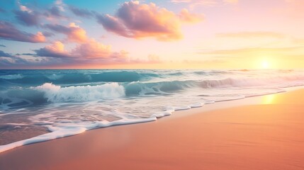 Closeup sea sand beach. Panoramic beach landscape. Inspire tropical beach seascape horizon