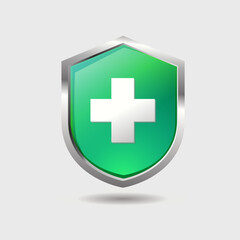 Shield Shape with Silver Gradient. Sheild security and guarantee symbol vector design element