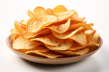 Crisps displayed on a pallid backdrop, representing a meal and snack notion.
