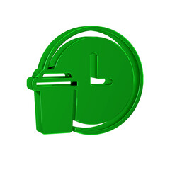 Green Round the clock delivery icon isolated on transparent background.