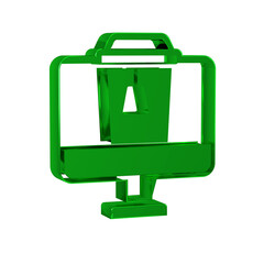 Green Online ordering and fast food delivery icon isolated on transparent background.