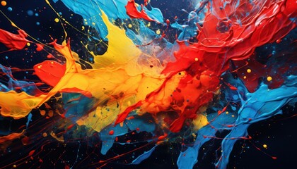 Photo of a Vibrant Explosion of Colors on a Mysterious Dark Canvas
