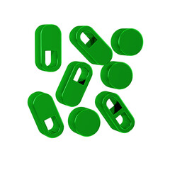 Green Medical pill bottle biohacking icon isolated on transparent background. Pharmacy biohacking.