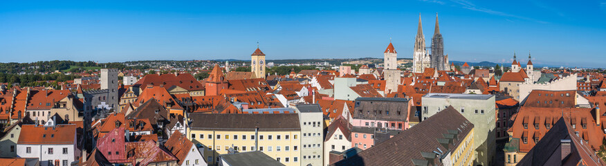 Aerial view over the city of Regensburg - obrazy, fototapety, plakaty
