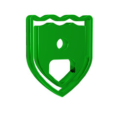 Green Life insurance with shield icon isolated on transparent background. Security, safety, protection, protect concept.