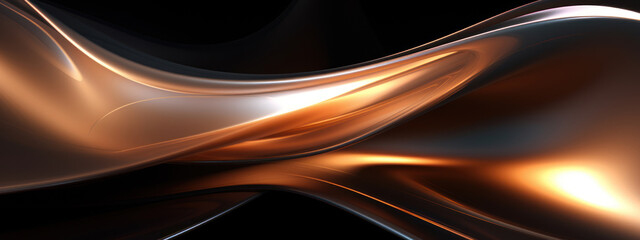 Abstract 3D of futuristic metal curves floating in space.
