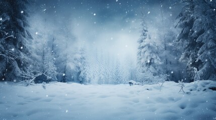 Fototapeta premium Winter forest covered in show. Winter background