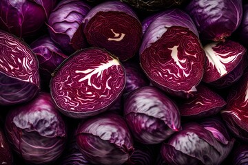 red cabbage in a bowl - obrazy, fototapety, plakaty