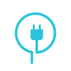 Electric plug power cabel icon Symbol. From blue icon set.