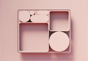 Abstract pink shelf showcase for product display 3d rendering background
