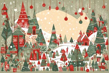 christmas background with christmas tree and presents