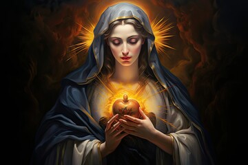 Holy Mary with heart - 672852196