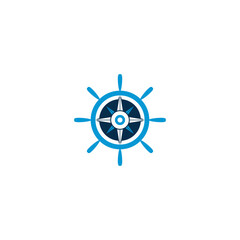 Obraz premium Ship steering wheel icon isolated on white background. Ship wheel logo