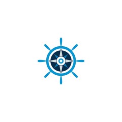 Obraz premium Ship steering wheel icon isolated on white background. Ship wheel logo