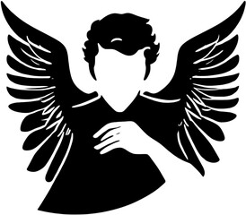 A portrait of male angel silhouette clip art. 