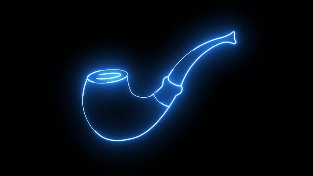 Animation of a smoking pipe icon with a glowing neon effect