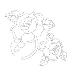  Rose Flower Coloring Book Page Vector Design