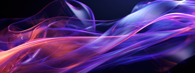 Vibrant 3D of neon purple wave glowing against a dark backdrop.