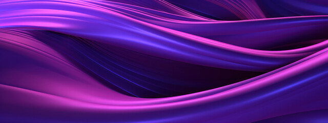 Vibrant 3D of neon purple wave glowing against a dark backdrop.