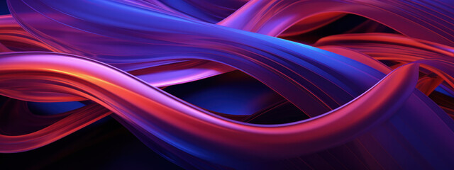 Vibrant 3D of neon purple wave glowing against a dark backdrop.