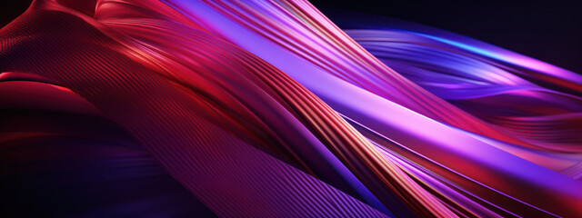 Vibrant 3D of neon purple wave glowing against a dark backdrop.