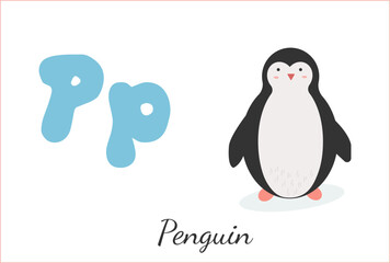 Penguin for the English alphabet letter P