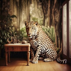 leopard in the leopard room.