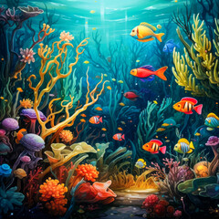 Fototapeta na wymiar Whimsical Underwater Wonderland