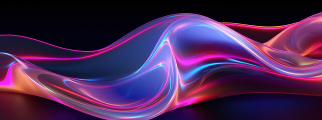 Fototapeta premium Abstract 3D depiction of luminous neon waves.