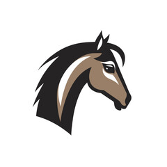 Stilisierte Vektorillustration eines Pferdekopfes mit weißem Streifen, Generative AI