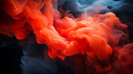 Fototapeta premium Red smoke and swirls on a black background in the style of loose and fluid forms,