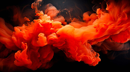 Fototapeta premium Red smoke and swirls on a black background in the style of loose and fluid forms,