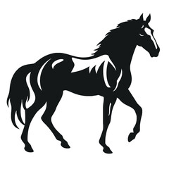 Obraz na płótnie Canvas Schwarzweiße Silhouette eines tänzelnden Pferdes, Generative AI