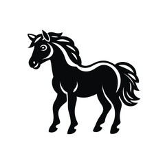 Obraz na płótnie Canvas Schwarzweiße Silhouette eines stehenden Pferdes, Generative AI