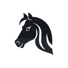Schwarzweißes Pferdekopf-Logo, Generative AI