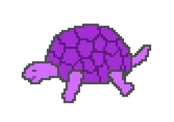 Pixel Art Purple Tortoise Illustration