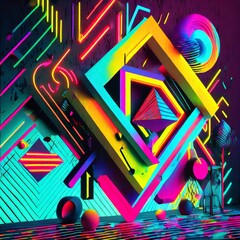 Geometric design with neon and bold colors