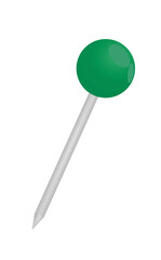 Green  push  pin. vector illustration
