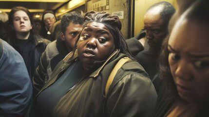 Fototapeta premium We love big, plus size women every day, surrounded by other people, Generative AI