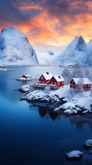 Beautiful snowy landscape of Norway