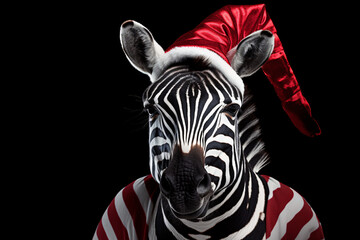 Naklejka premium Zebra dressed as Santa
