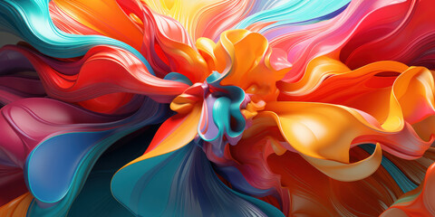 Colorful 3D abstract art, presenting a dance of colors.