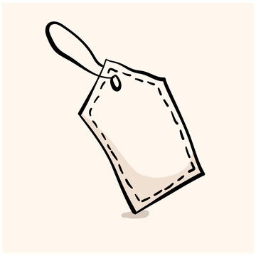 hang tag doodle to provide promotional information with a cream colored background